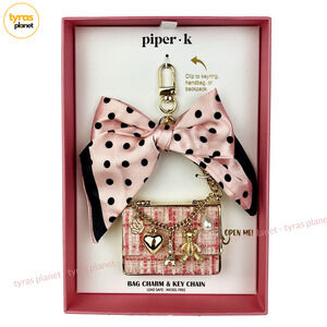 Piper K Parisian Pink Bow Mini Purse Keychain Handbag Charm